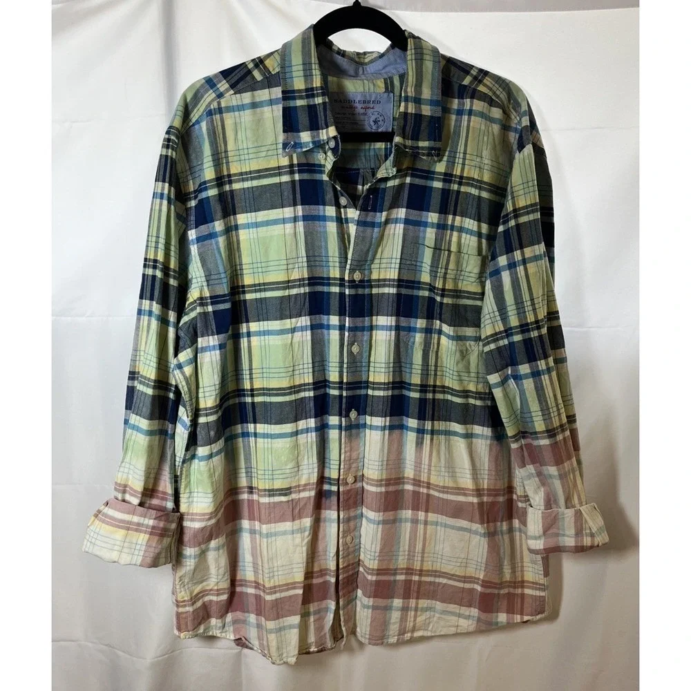 Saddlebred Shirt‎ XL Johnny Cash San Quentin 100%Cotton Relaxed Fit Plaid - Picture 2 of 5